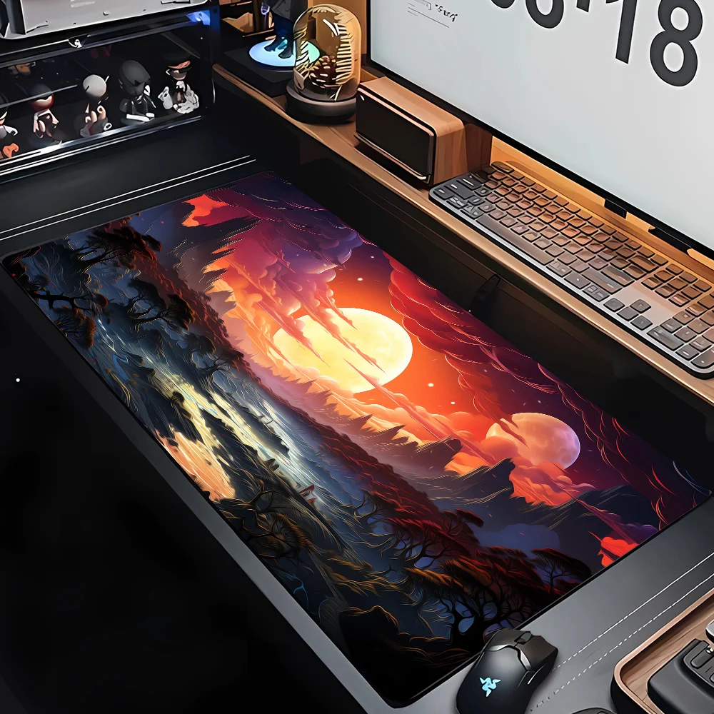 HD Print Rubber Mouse pad landscape mountain sunset cartoon Mouse Pad XXL Extended Pad Mouse Computer Non-slip Carpet