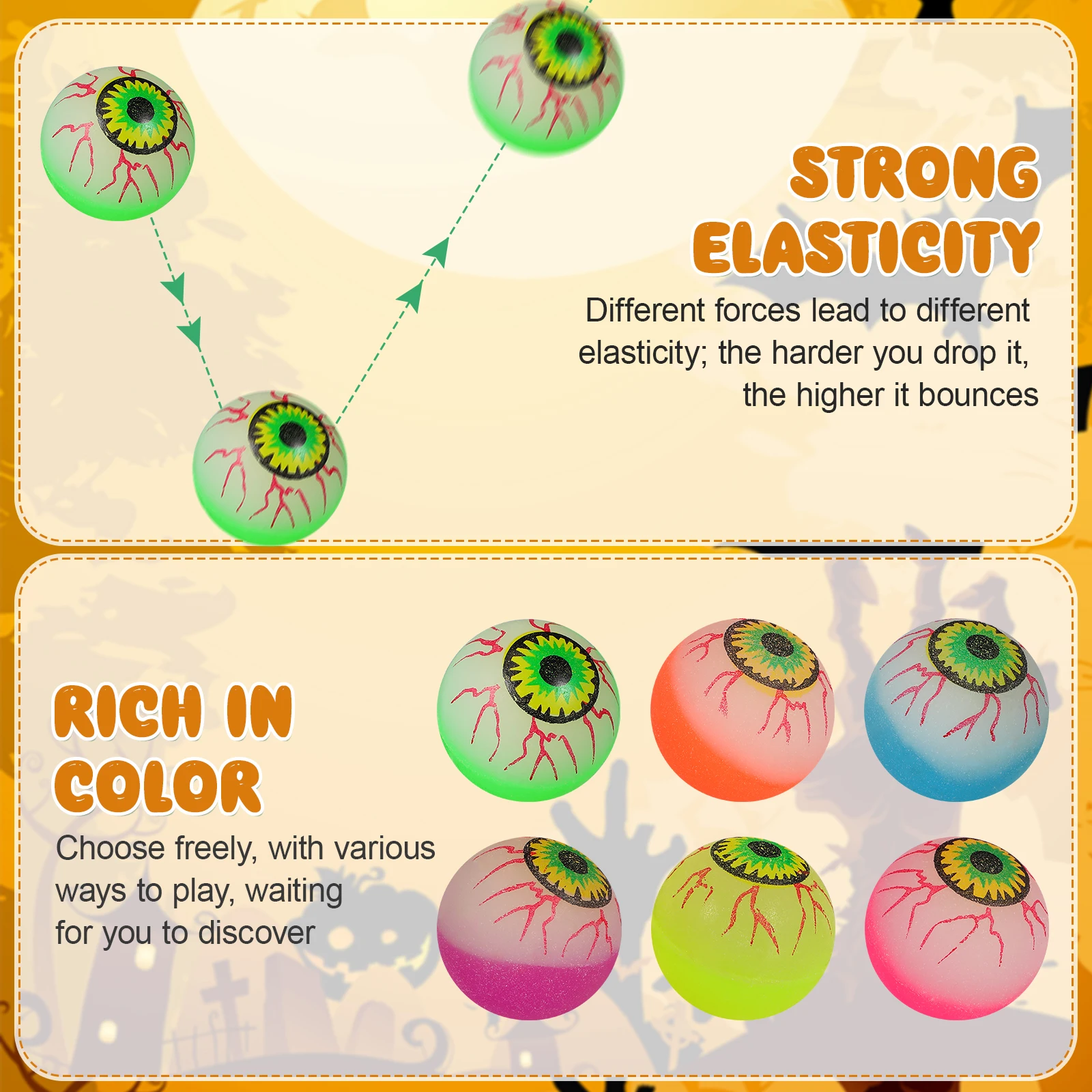 TOYMYTOY 10 قطعة 32 مللي متر يتوهج في الظلام كرات نطاطة لحفلة الهالوين تفضل مخيف مقلة العين لعب الاطفال لون عشوائي