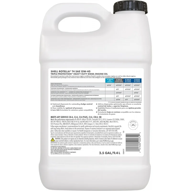 T4 Triple Protection Conventional 15W-40 Diesel Engine Oil (2.5-Gallon, Single)(Packaging may vary)