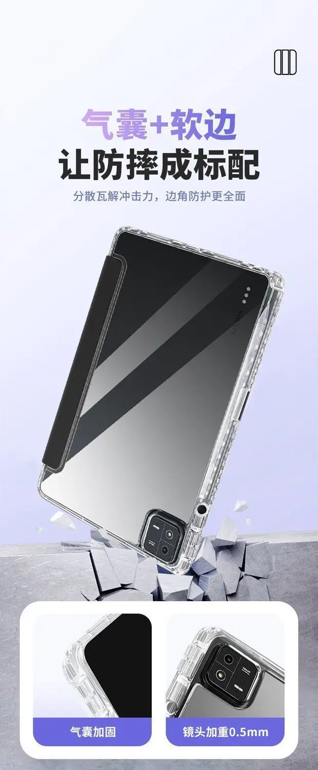 Dreifach Faltbare Acryl-Hülle mit Stifthalter für Xiaomi Pad 7/7 Pro 11.2, Anti-Biegungs- und Stoßfest – Detail 7