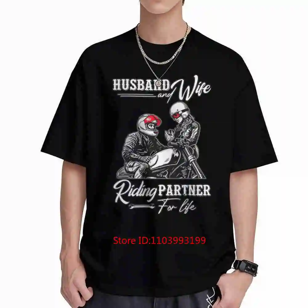 Motorcycle Husband Wife Riding Partner Short Sleeve Tee 100% Cotton T-Shirt