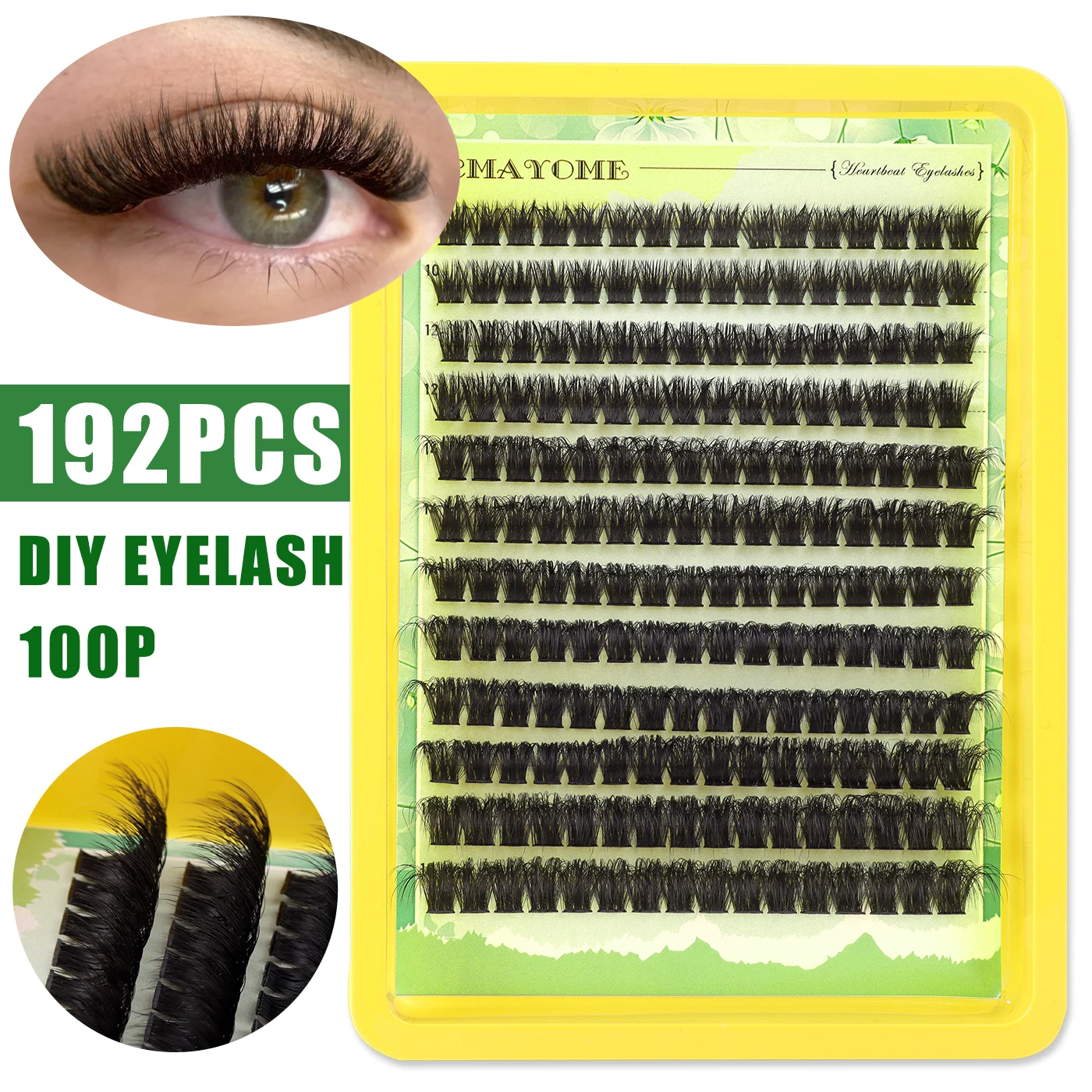 

192PCS Colored Lash Cluster 100P Fluffy Thick Eyelash Clusters D Curl Wispy Individual Lashes Mix Eyelash Extensions Lash Makeup