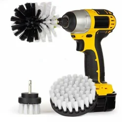 White Electric Drill Brush Attachment Set Carpet Leather Cleaning Drill Brush Head Cleaning Household Universal Tool