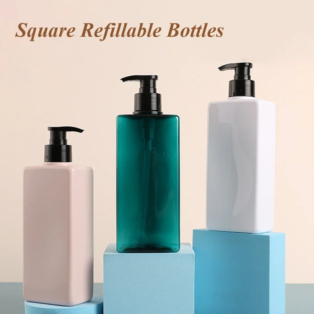 400ml Kwadratowy dozownik mydła Kwadratowe butelki wielokrotnego napełniania Łazienka Szampon Żel pod prysznic Balsam do mycia rąk Pojemnik na płyn 여행