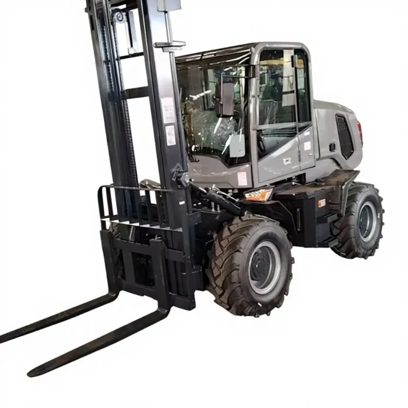 Four Wheel Drive Forklift For United States With Oscillating Axle And Pneumatic Off Road Tires For Unstable Quarry Ground