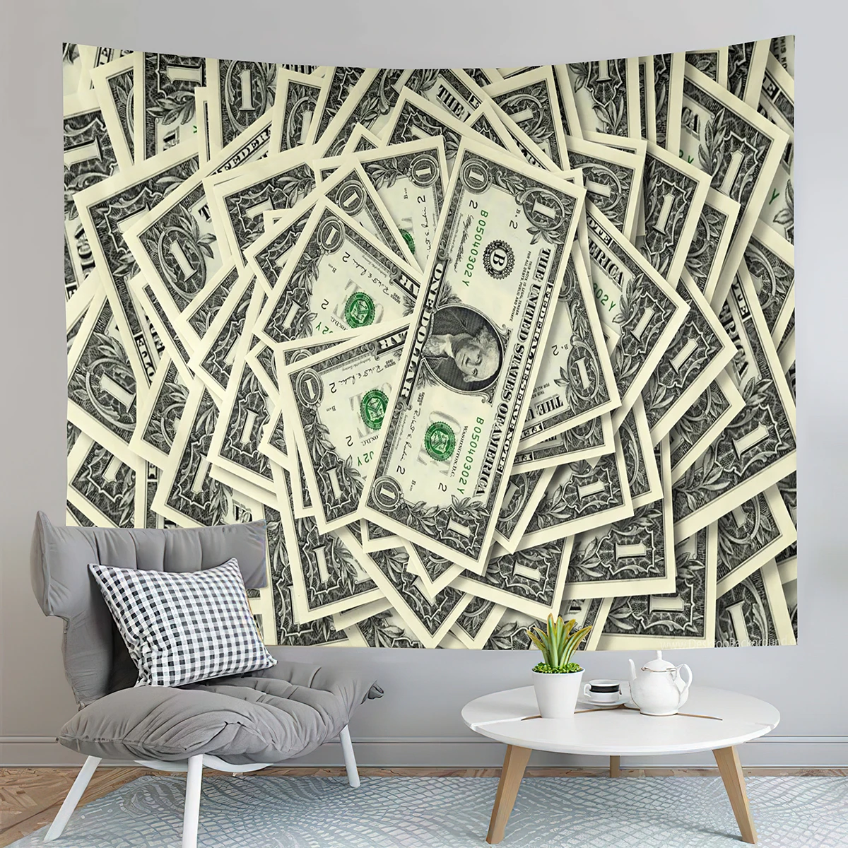 Dollar Bill Tapestry Franklin Money Theme Wall Hanging Retro Dollar Background Cloth Bedroom Living Room Dorm Party Wall Blanket