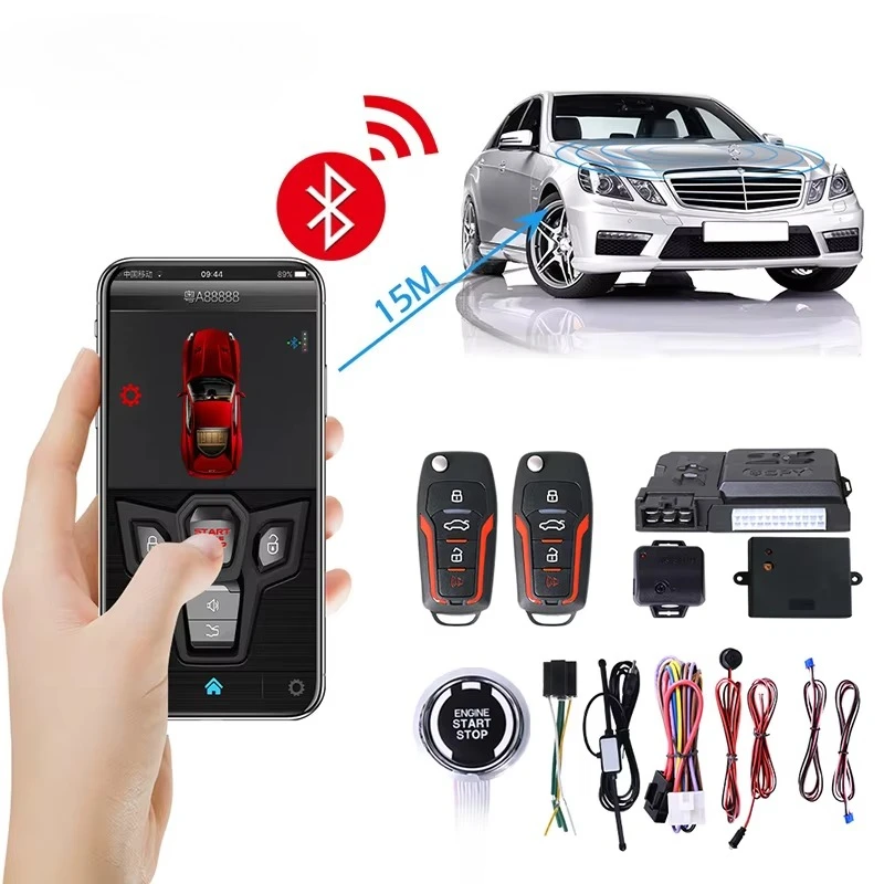 

BT Smart Phone Control Keyless Entry Push Button Start Stop Remote Engine Starter App Control Car Alarm System Remote Start
