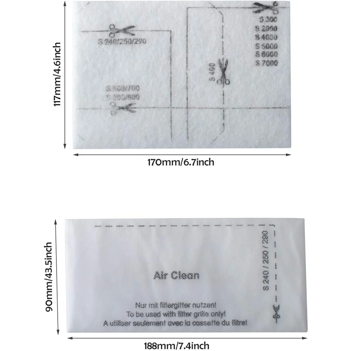 فلتر هواء نظيف للمكنسة الكهربائية المعقمة ، فلتر حصيرة ، 3944711 ، حزمة من 8 ، 6713110
