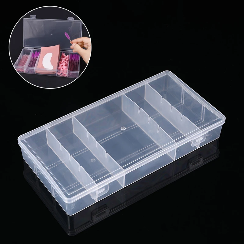 1pc 5-Grid Classification Storage Box Plastic Eyelash Extension False Lash Holder Storages Boxes Earrings Extension Display