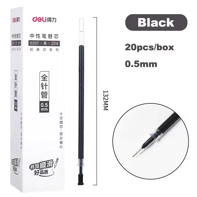 Deli Gel Pen Refill 0.5mm Fijne Neutrale Pen Zwart Rood Blauw Inktkleur voor Studenten Soepele Schrijfpen Refill Schoolkantoorbenodigdheden
