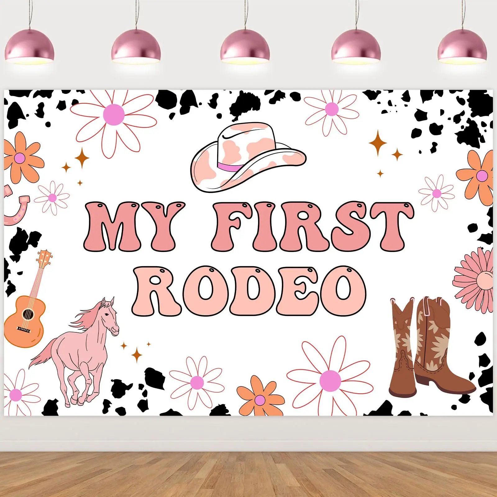 

Фон для дня рождения Kreatwow Jollyboom My First Rodeo, Groovy Cowgirl Western 1st Party