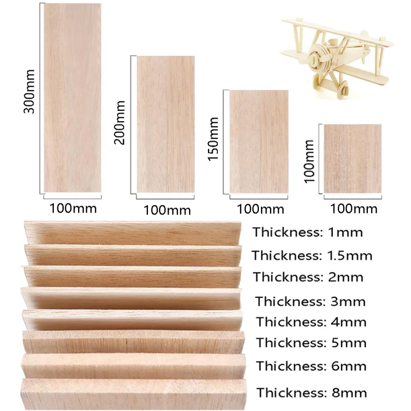 5 teile/paket 1-8mm Dicke Leichte Holz Planke Handwerk Bord Modell Gebäude Carving Handwerk Holz Zubehör – Detail 1