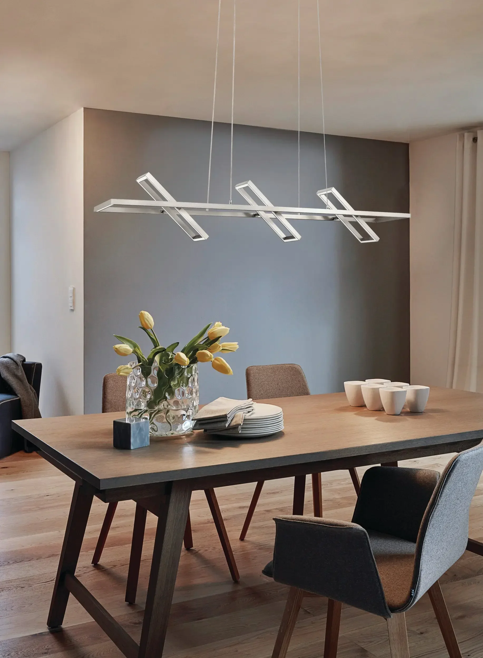 Pendant Luminaire  Rectangle chandelier loft villa living room Steel long frosted Acrylic SainNicel Pendant Light LED room decor