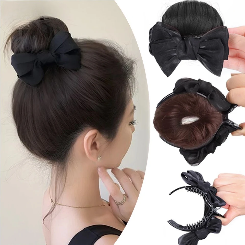 

Синтетический бант для волос, заколка для волос, шиньон, грязная булочка, заколка для волос, волнистые вьющиеся волосы, пучок, наращивание хвоста, шиньоны для Wo