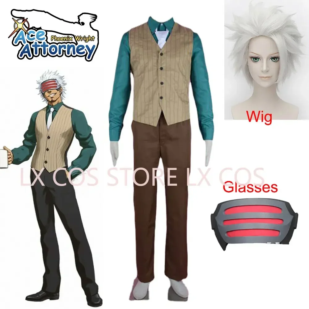 Perruque de Costume de Cosplay, jeu d'anime Ace avocat Gyakuten Saiban Godot Commission