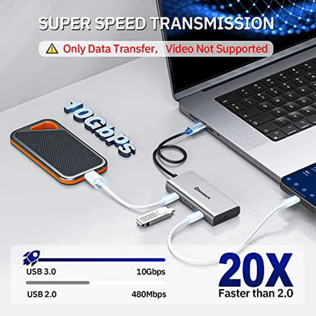 Minisopuru HUB USB C Hub 10Gbps Hub USB Type C to USB 3.2 PD 100W Adapter do Macbook Pro iMac PC Akcesoria Hub USB