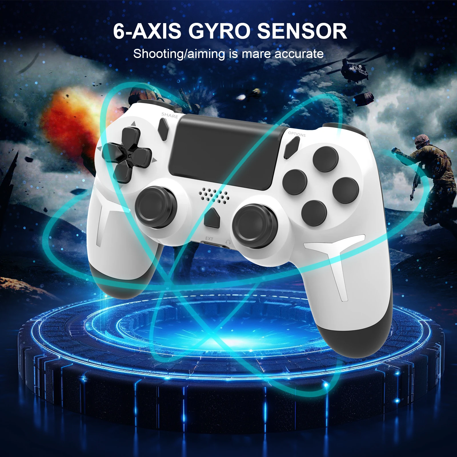 GAMINJA 6-axis Gyroscope Dual Vibration With touch pad Wireless Gamepad Bluetooth Controller For PS4 PS3 Console Computer PC