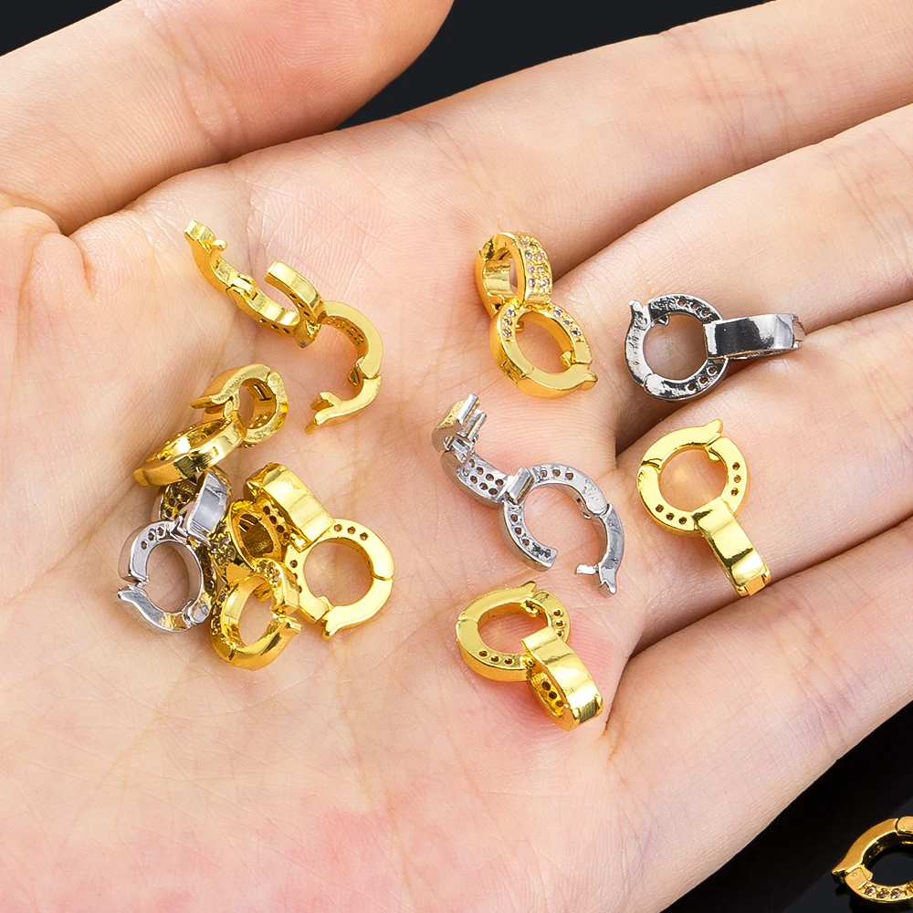 2pcs Round Universal Brass Pendant Clasps With Zircon Inlay Connector For DIY Necklace Pendant Jewelry Making Accessories image 3