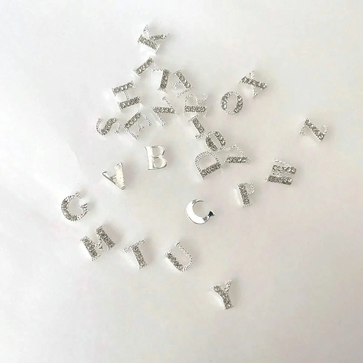 26 قطعة/الحزمة A إلى Z حرف الأبجدية على شكل الفضة حجر الراين مسمار الفن الديكور Diy بها بنفسك سحر ثلاثية الأبعاد سبيكة A- Z #4