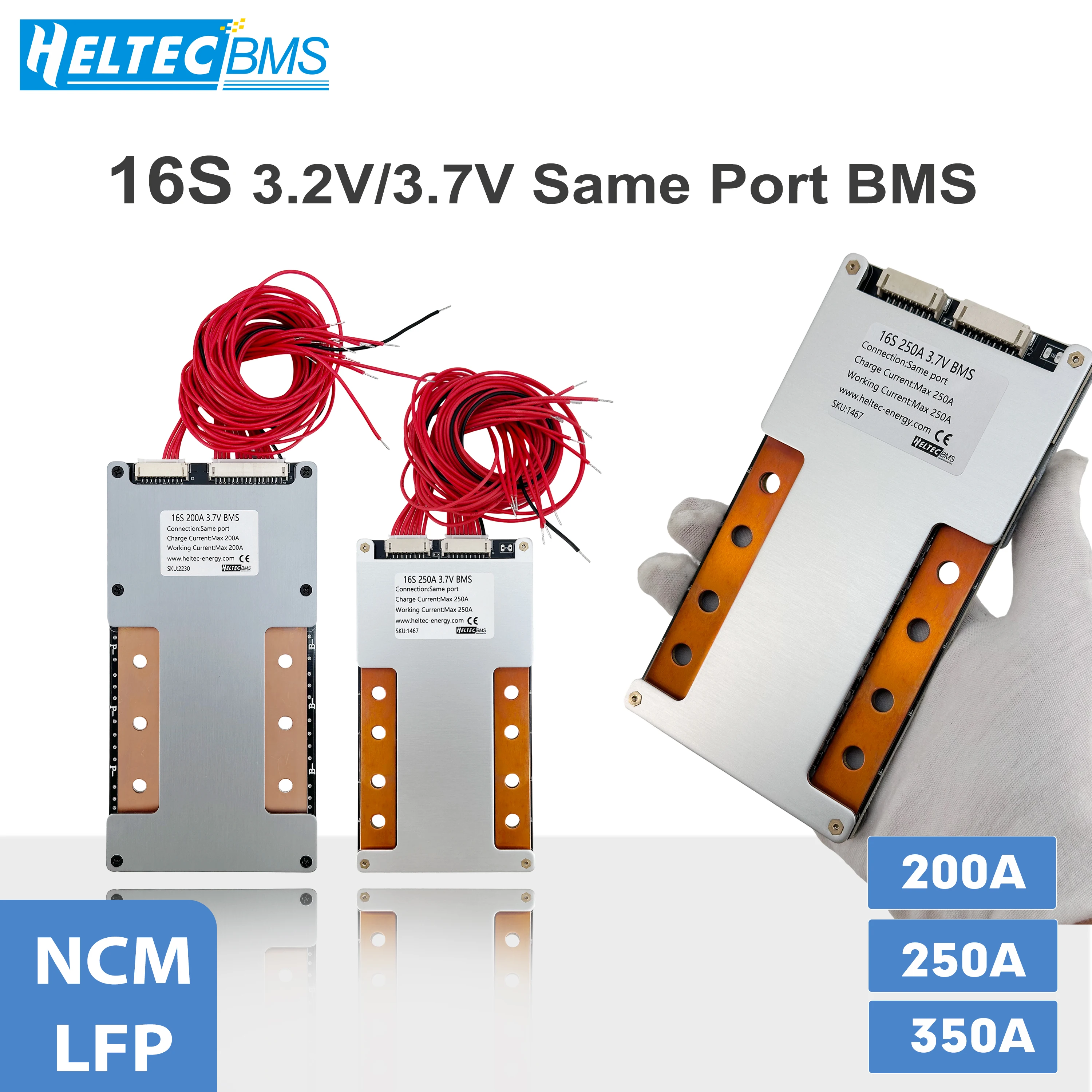 

Heltecbms 16s 48v bms lifepo4/Lipo 16S 60V same port with balance 160A 200A 250A 350A board for inverter bms