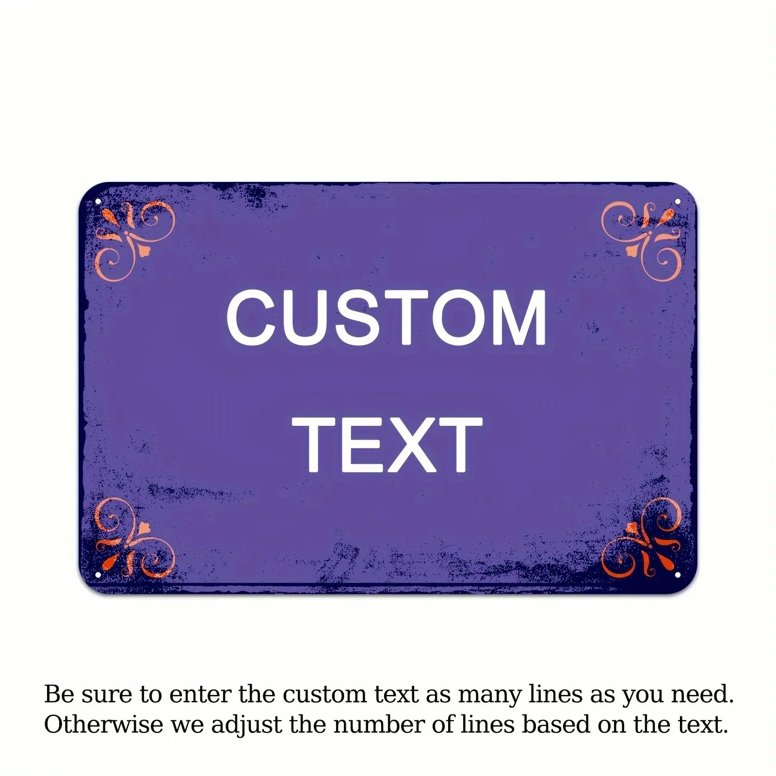 1pc Customizable Vintage Lavender Purple Aluminum Sign 20×30cm Waterproof Orange Floral Wall Plaque Only Decoration