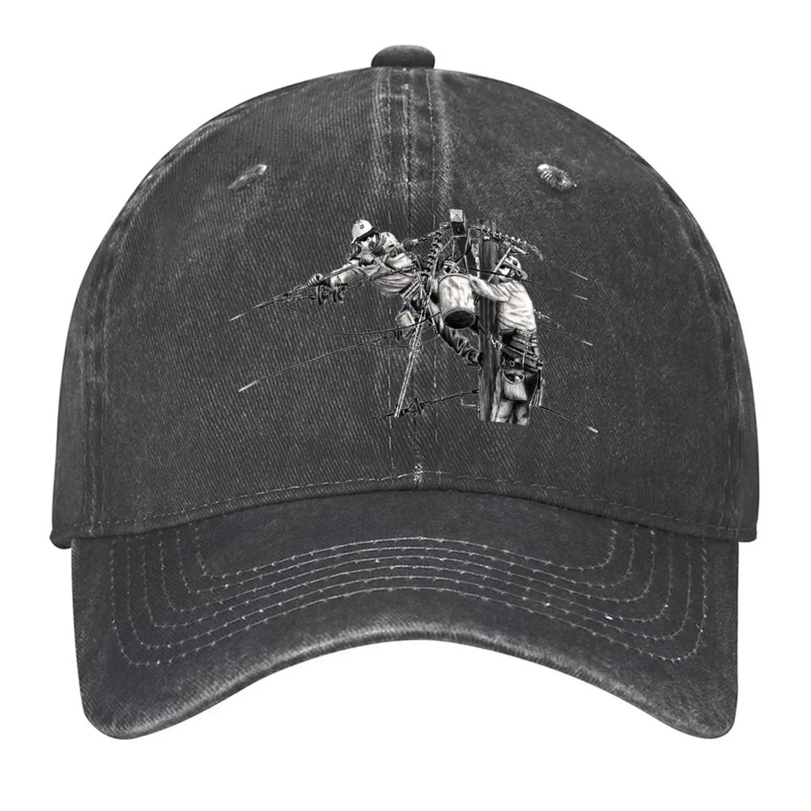 New FiberGlass H-Frame Power Line Work Portrait by RP Thor Baseball Cap sun hat Beach Outing Golf Men Women's