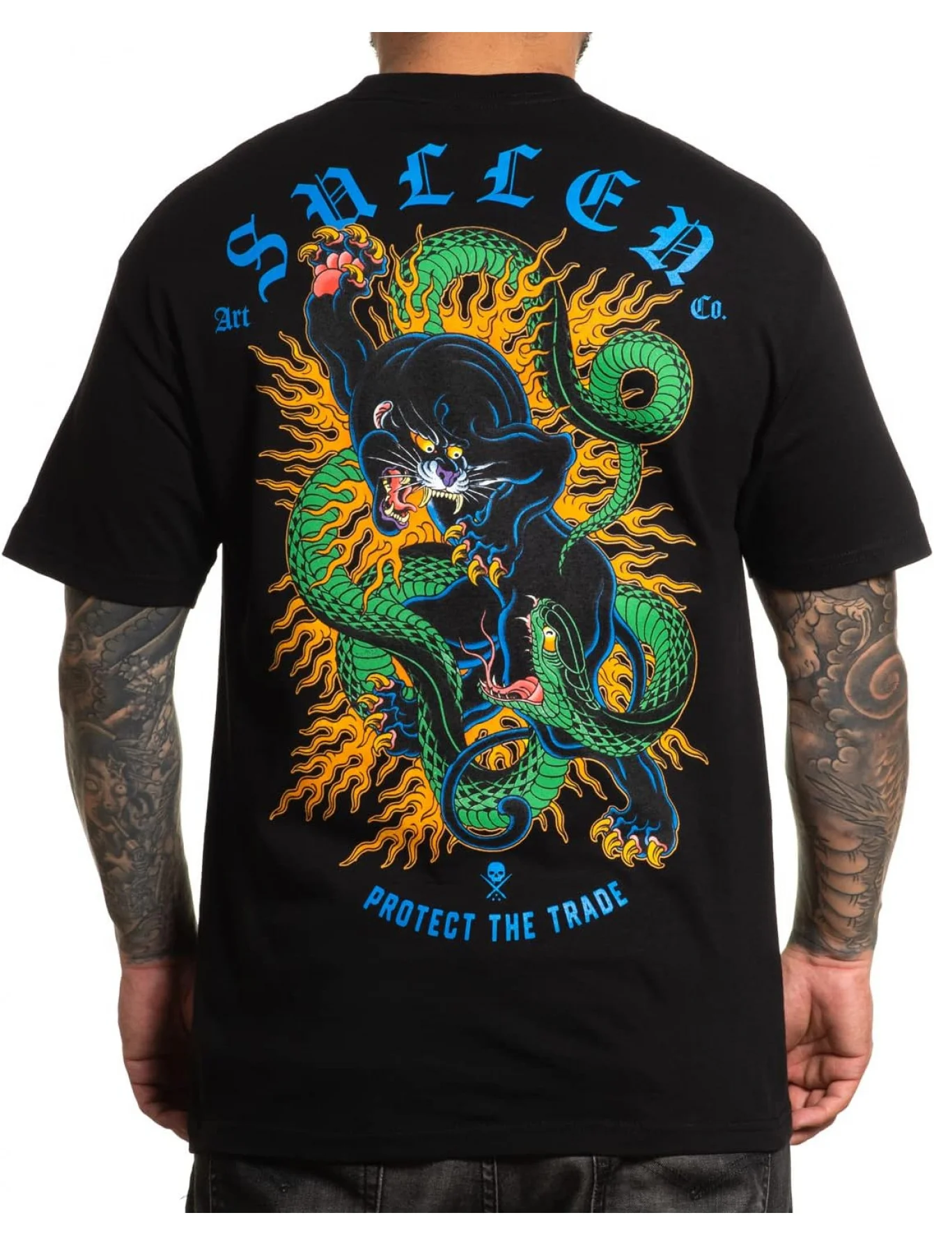 Sullen Men's Sullen Christos Tattoo Lifestyle Graphic Art Choloha Standard Soft Short Sleeve T-Shirt Black streetwear graphic t