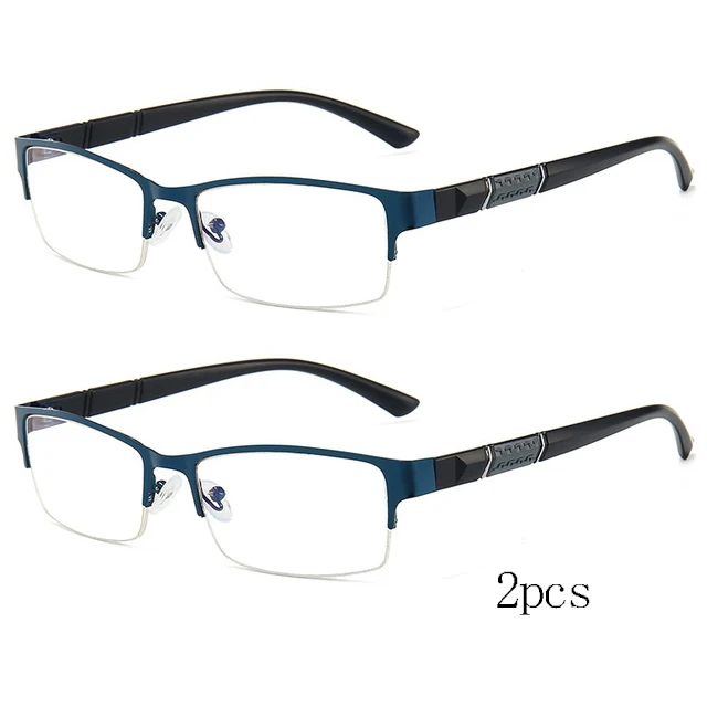 BEGREAT Hochwertige Anti-Blaulicht-Lesebrille Weitsichtbrille Flexibler Metall-Halbrahmen Geschäfts-Lesebrille