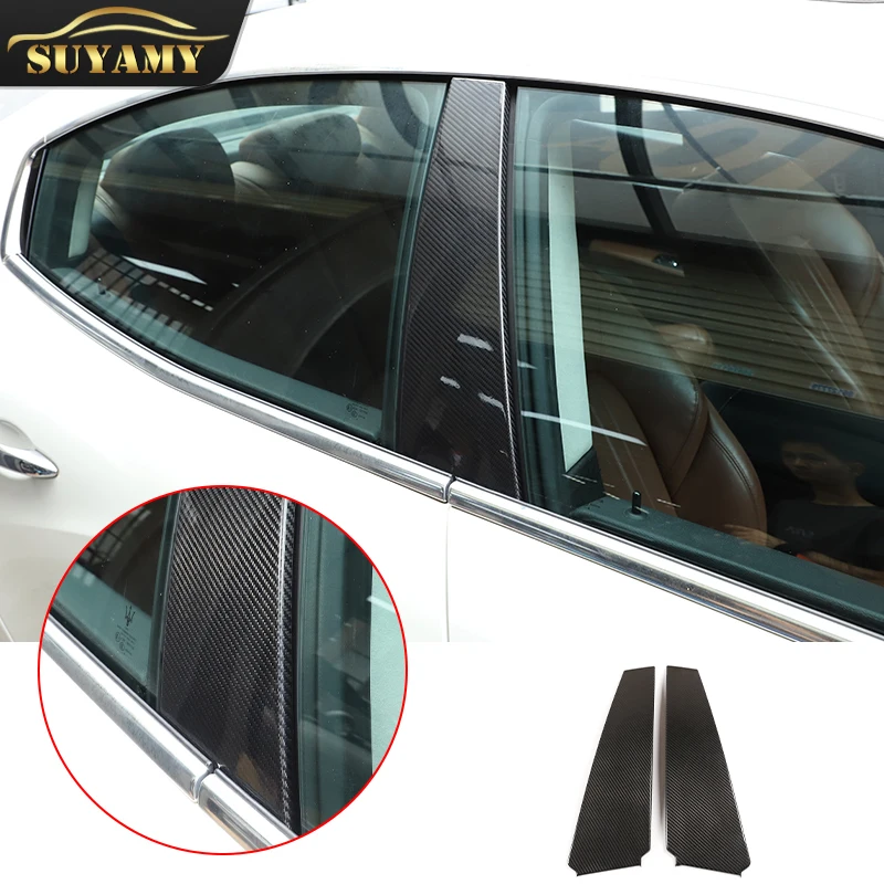 

Car Door Window B C Pillar Post Molding Sticker Cover Trim For Maserati Ghibli 2014-21 Real Carbon Fiber Decoration Accessories