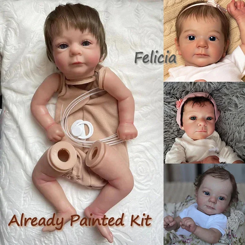 

48cm Felicia Reborn Doll kit Popular Sweet Face 3D Painted Skin With Many Visible Veins Unfinished Doll parts with Root Hair