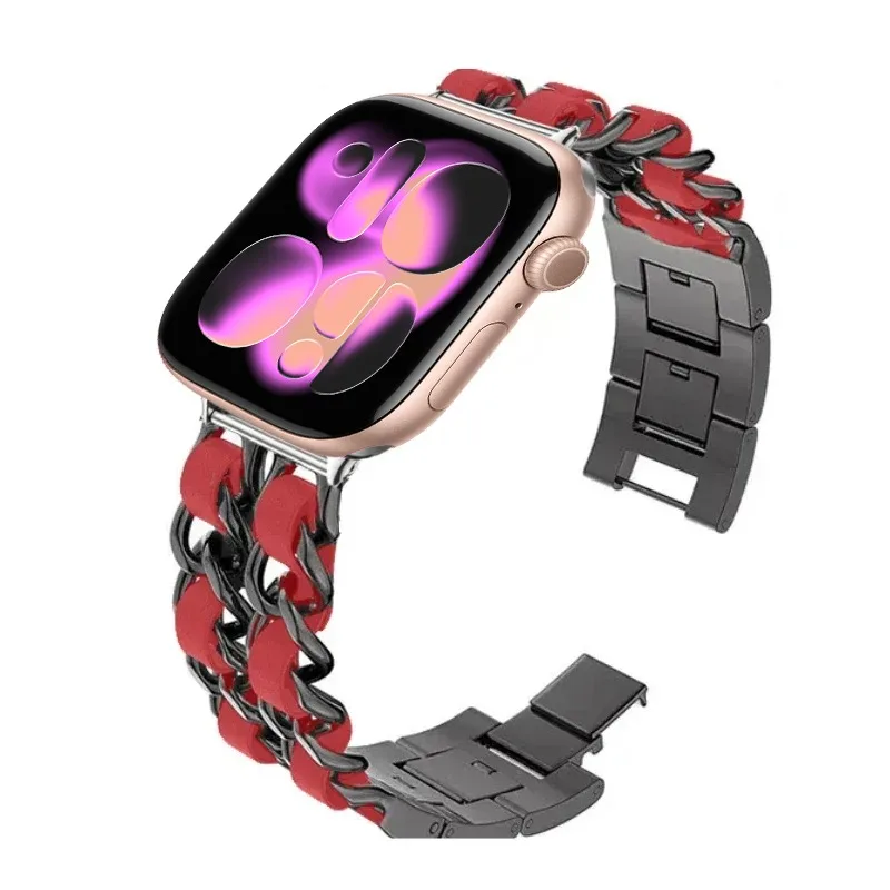 Metal Link Strap For Apple Watch Ultra 3 49mm 11 10 9 8 7 6 5 4 SE Fashion Women Bracelet For iWatch 45mm 44mm 42mm 46mm 41/40mm