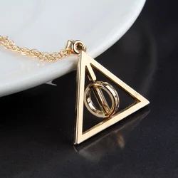 Triangle Necklace The Deathly Hallows Pendant Action Toy FiguresMovie Trendy Jewelry Chain Women Men Accessary Choker Collares