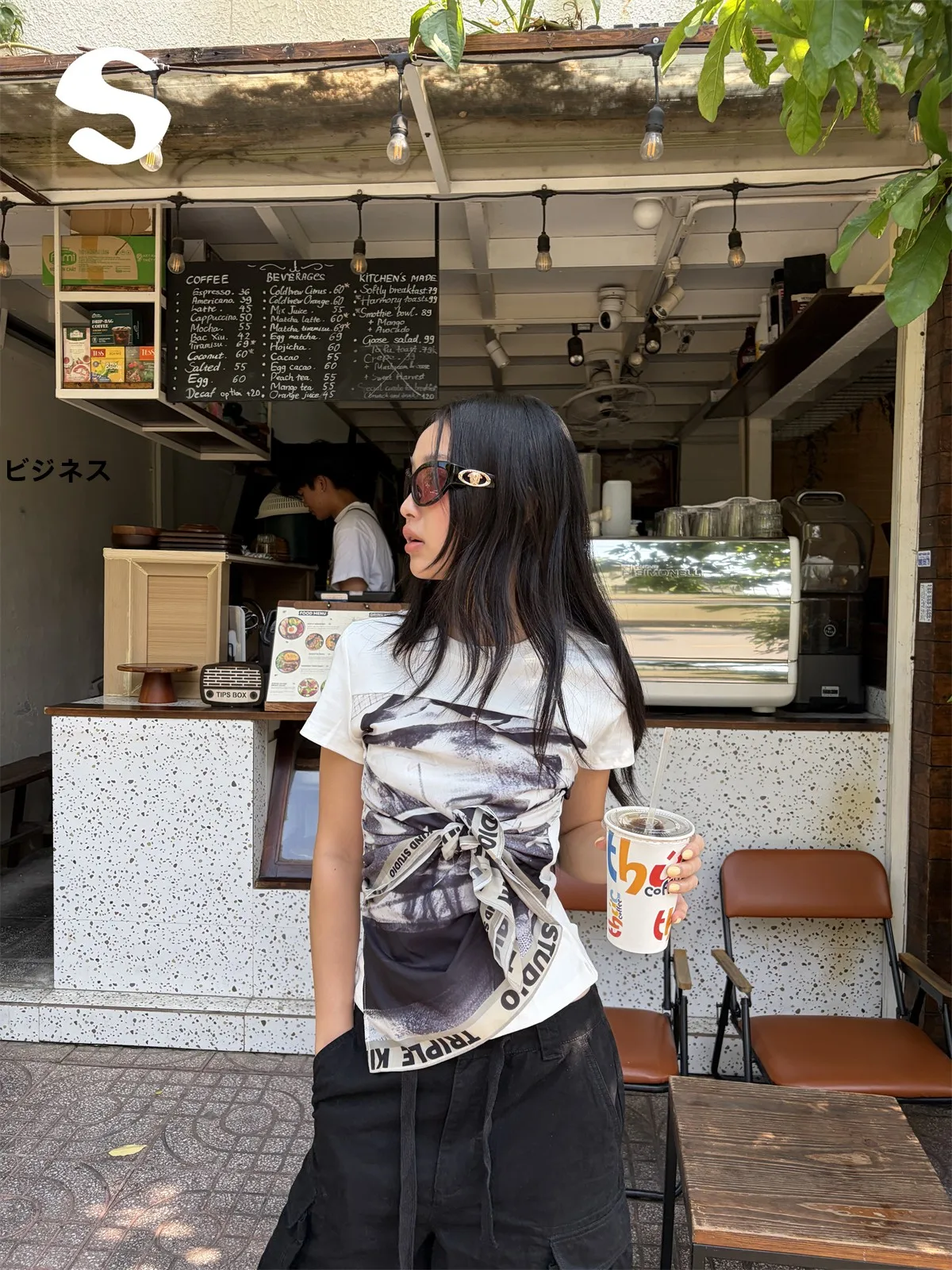 

Женская футболка в корейском стиле с коротким рукавом, летний топ с асимметричным принтом и поясом, повседневная, прямого кроя, дышащая, удобная