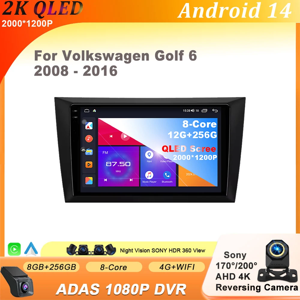 

Android 14 For Volkswagen Golf 6 2008 - 2016 Carplay Autoradio Car Multimedia 8 CORE IPS QLED Navigation GPS 4G LET Head Unit