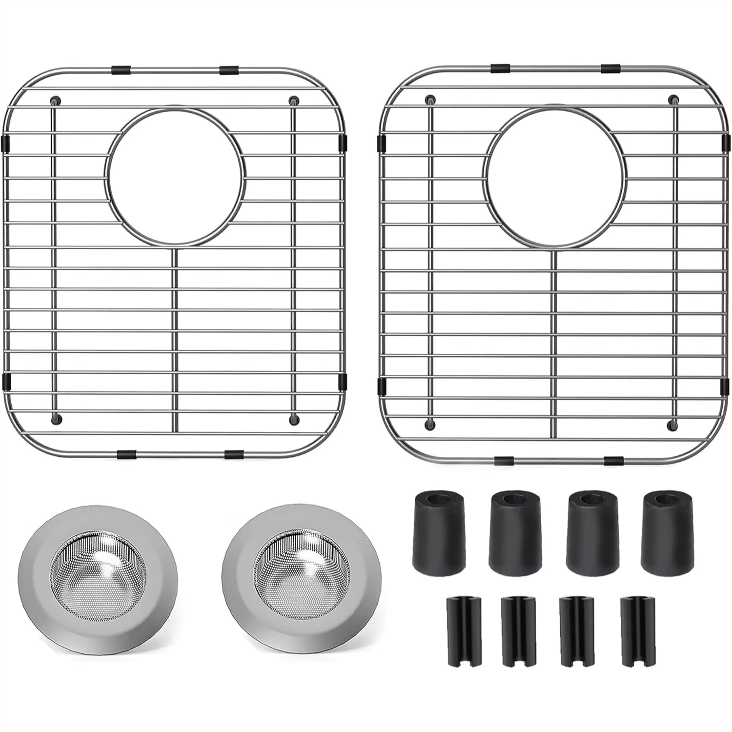 

2Pack Stainless Steel Kitchen Sink Grid 13.2x11.6x1.2 Inch Sink Protectors with Rear Drain Hole, Anti-Rust Metal Sink Bottom