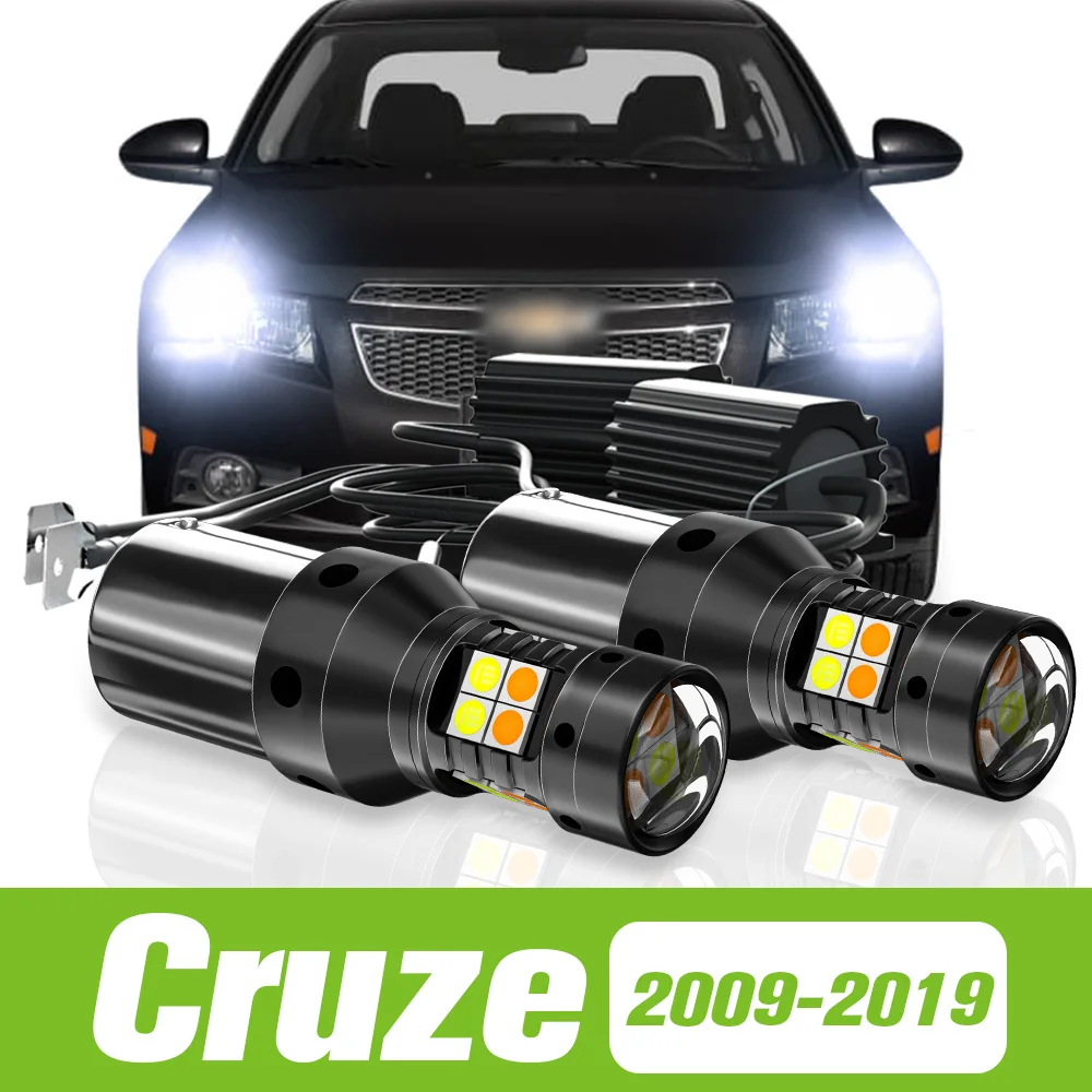 2pcs For Chevrolet Cruze 2009-2019 Dual Mode LED Turn Signal+Daytime Running Light DRL 2010 2011 2012 2013 2014 2015 Accessories