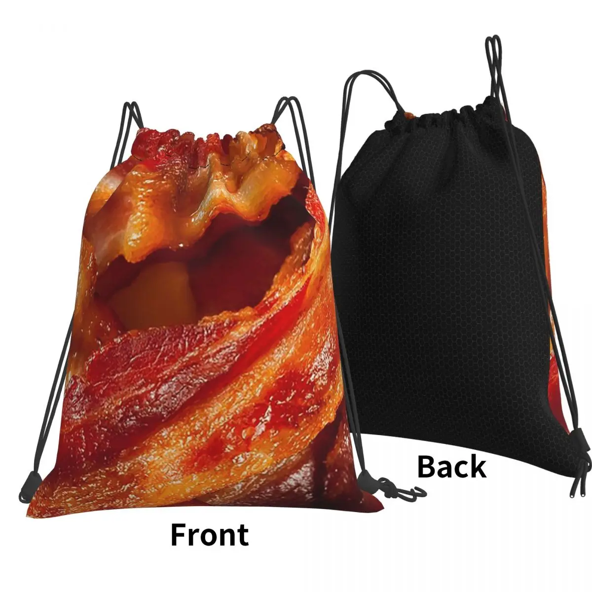Crispy Bacon Texture Meat Lovers Backpacks Casual Drawstring Bags Shoes Bag Book Bags for Man Woman Students
