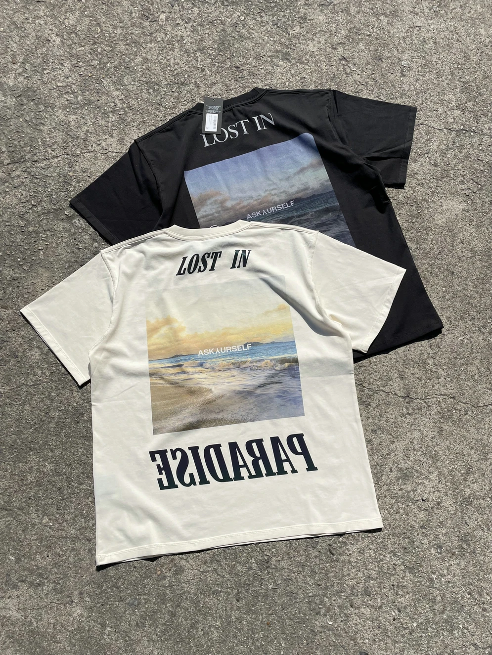 Real Photos Beige Black T Shirts  Men's Plus Tees Short Sleeve Casual Tops Print INSIDE-OUT Fashion T-shirt