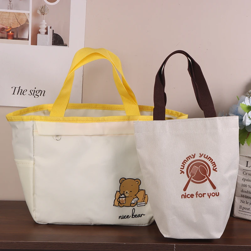 Portable Lunch Bag Food Thermal Box Bag Soup Cup Bag Lunch Box Insulated Bag Drawstring Bag Hand-Held Cup Bag