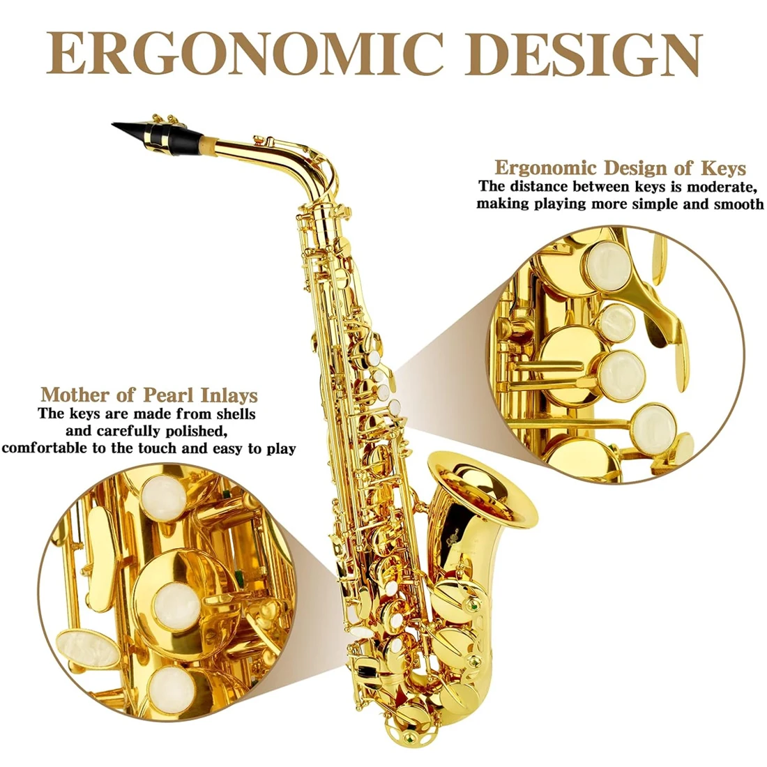 SLADE Gold Saxophone Eb Alto Saxophone Brass Body Saxophone Set with Case Reed Sax Accessory Professional Woodwind Instruments