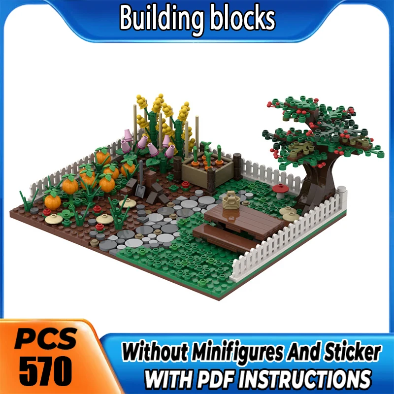 570PCS MOC Garden Scene Building Blocks DIY Bricks Model Educational Collectible Toy Desktop Gift for Teens and Adult