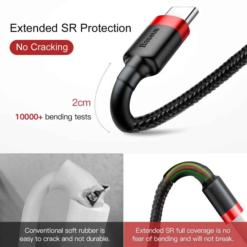 Cable Baseus USB C para OnePlus 12 Carga Rápida 3.0, Tipo C para Huawei Xiaomi 13 3