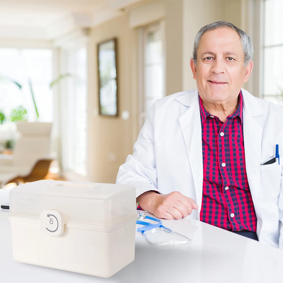 صندوق تخزين الأدوية المتين مع تصميم إبزيم قابل للدوران للاستخدام المنزلي والخارجي، حقيبة تنظيم متعددة الطبقات #2