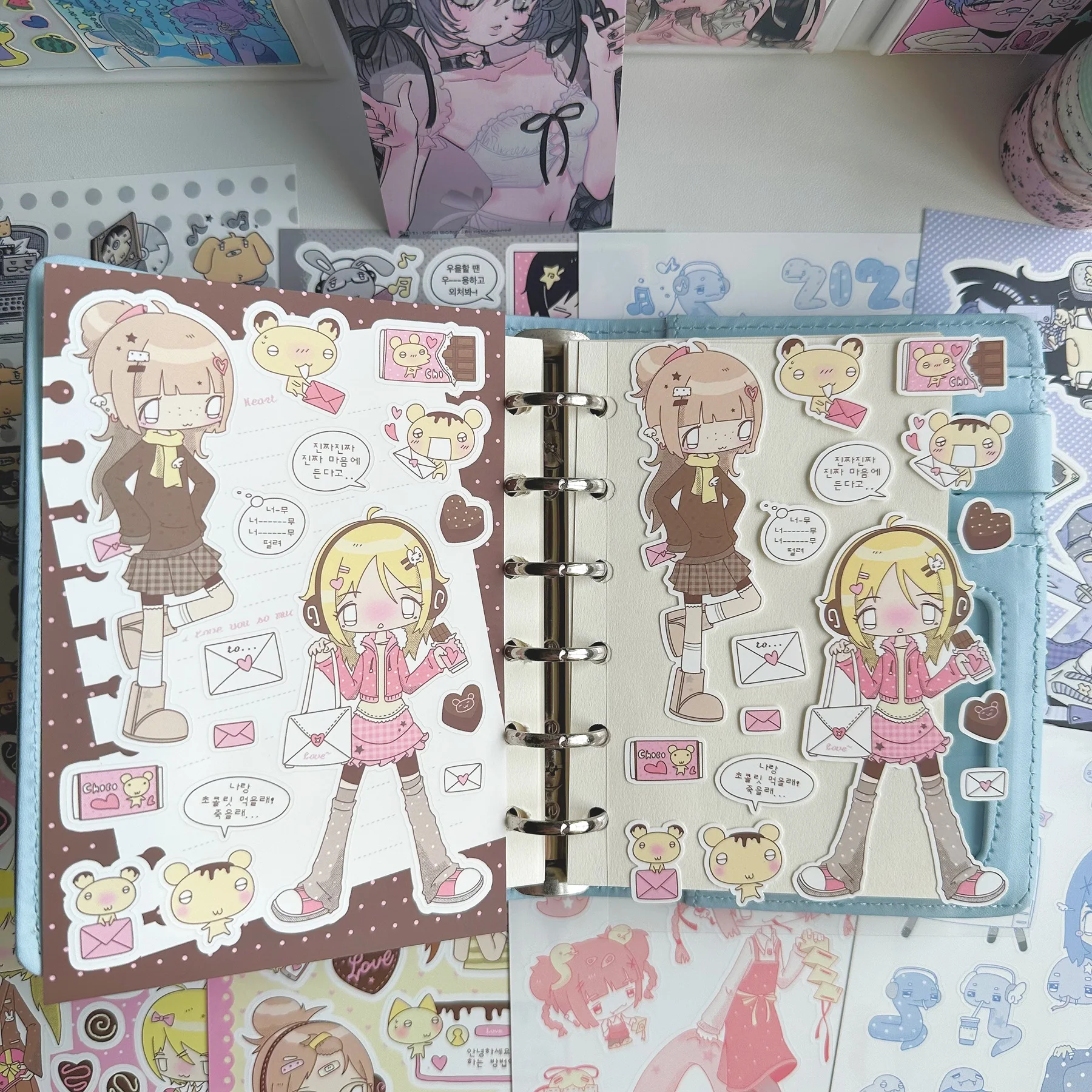 1/8PCS Korea Cute Summer Retro Girl Character Stickers Hand Account Planner Diary Notebook Scrapbook DIY Decorative Stickers