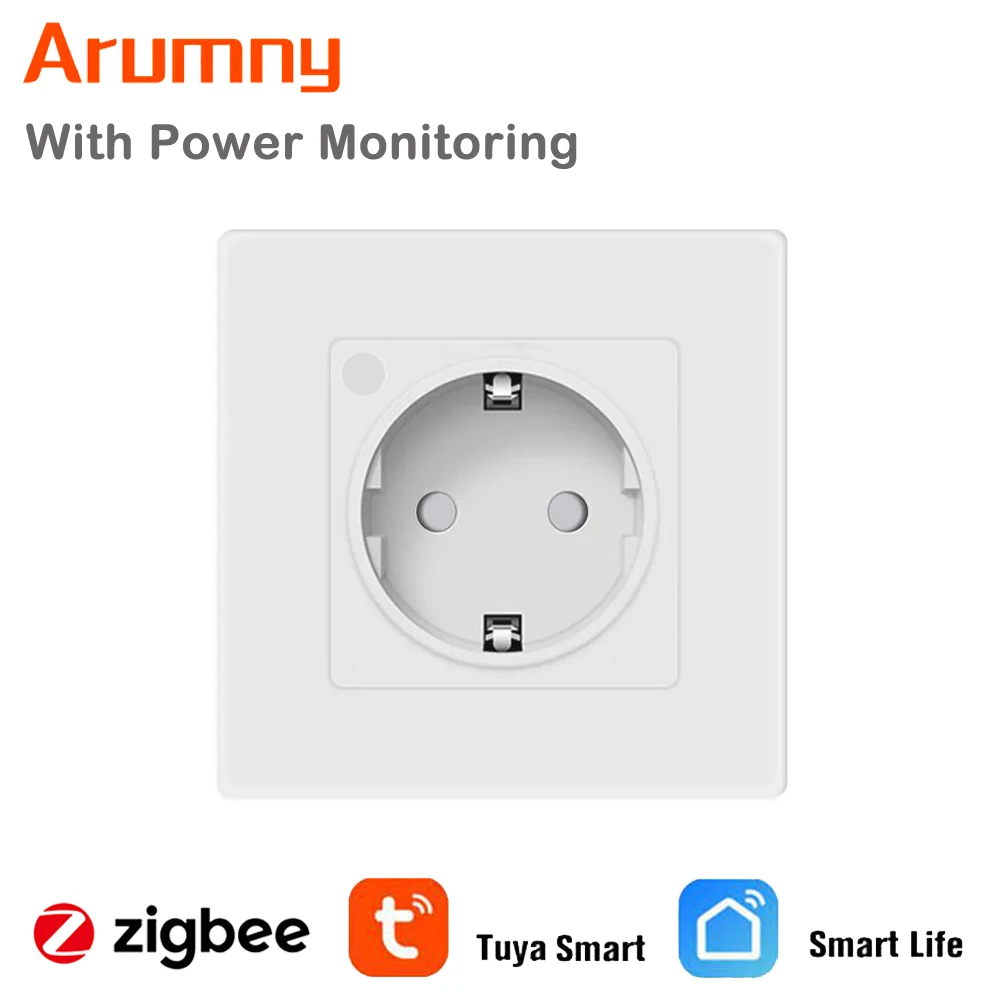 

Arumny Tuya Smart Life Wall Socket Zigbee EU Standard Electrical Plug Russia Alice Alexa Google Home Voice With Power Monitoring