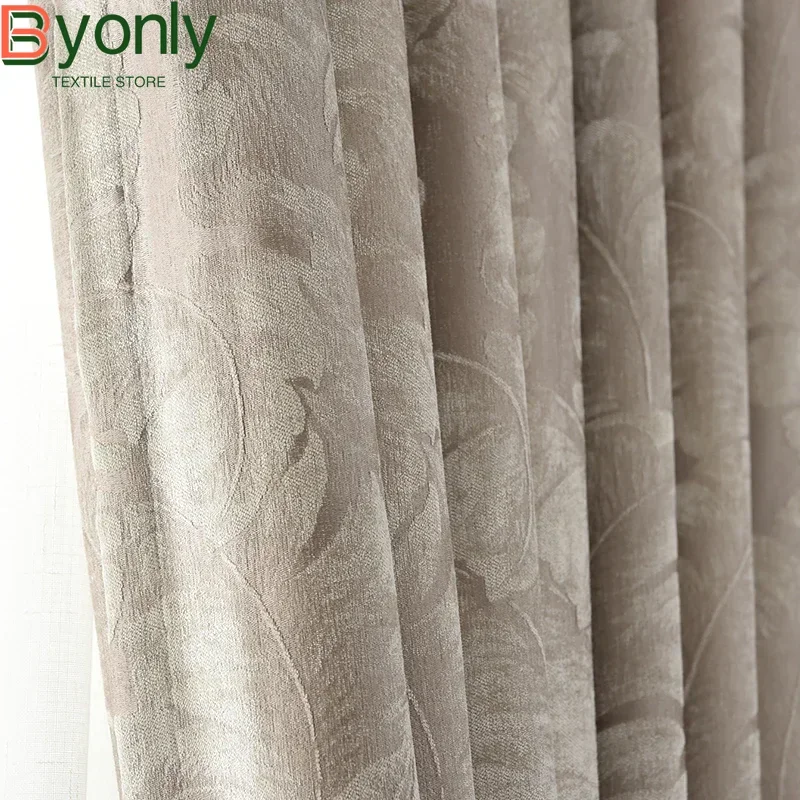 

American Style Curtains for Living Room BedroomCurtains Pastoral Dark Flower Curtain Finished Shading Chenille Customized