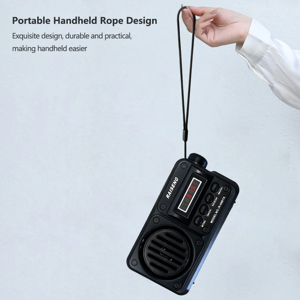 راديو FM محمول قابل لإعادة الشحن يعمل بالطاقة الشمسية ومكبر صوت بلوتوث USB TF مشغل MP3 مكبر صوت لاسلكي خارجي مع جهاز استقبال FM