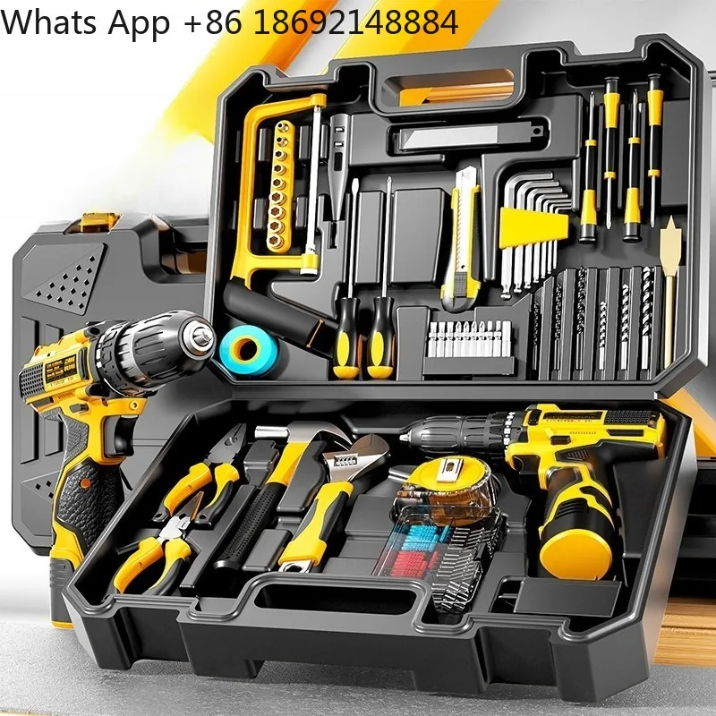 

Toolbox Household Set Lithium Battery Hand Drill Multifunctional Electric Screwdriver Hardware Maintenance Tool