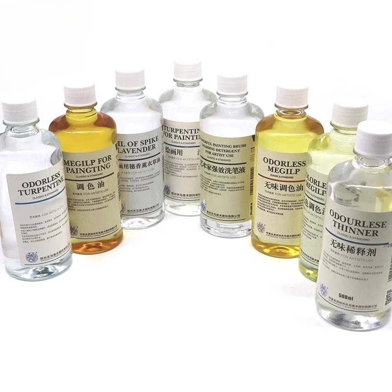 500ml Oil Painting Medium Diluent Pigment Brightening Color Adjustment Oil Painting Brush Cleaning Solution Painting Material