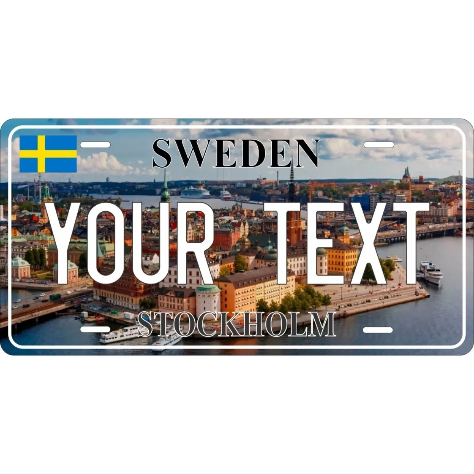 1PC 2D Flat Custom Sweden Stockholm Decorative Tag, Personalized, Home Decor (Only Decoration)